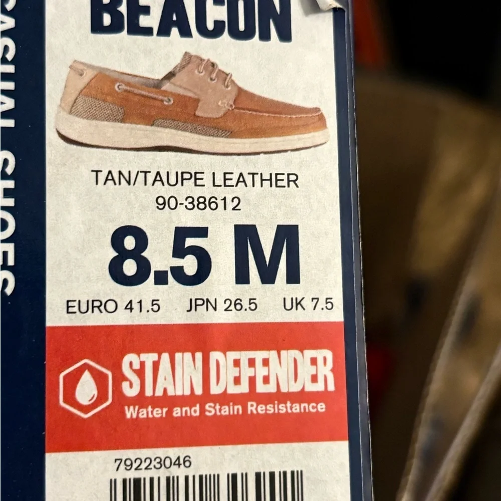 Beacon Tan Leather Boat Shoes with Cream Soles